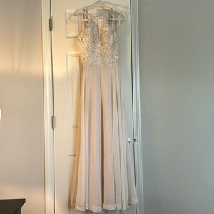 Beaded Embroidered Wedding or Party Dress in Champagne from Macy’s